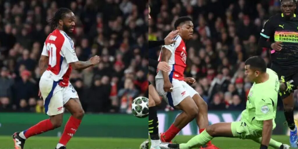 Sterling Shines as Arsenal Secure Quarter Final Spot Despite Draw With PSV