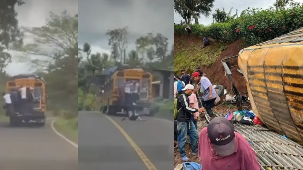 Impactante video: pasajeros se lanzan de bus sin frenos y deja al menos un muerto