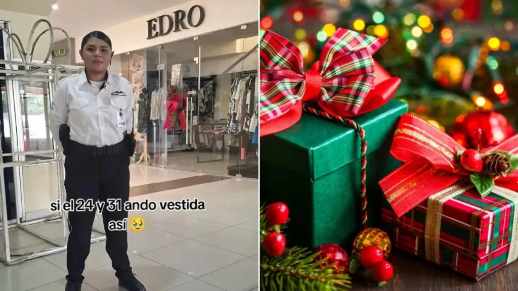 Guardia de seguridad trabaja en temporada navideña para ver felices a sus hijas