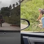 Hondureño circula por carretera sobre leña en bicicleta y se vuelve viral