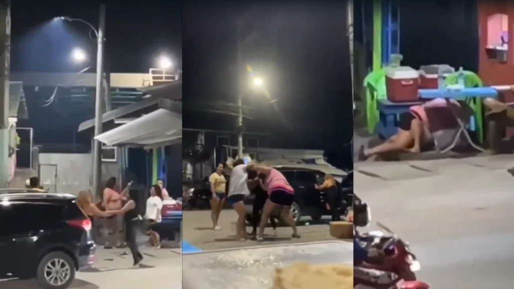 ‘Es con huevos, perr*’: mujeres pelean en calle cerca de iglesia en Roatán