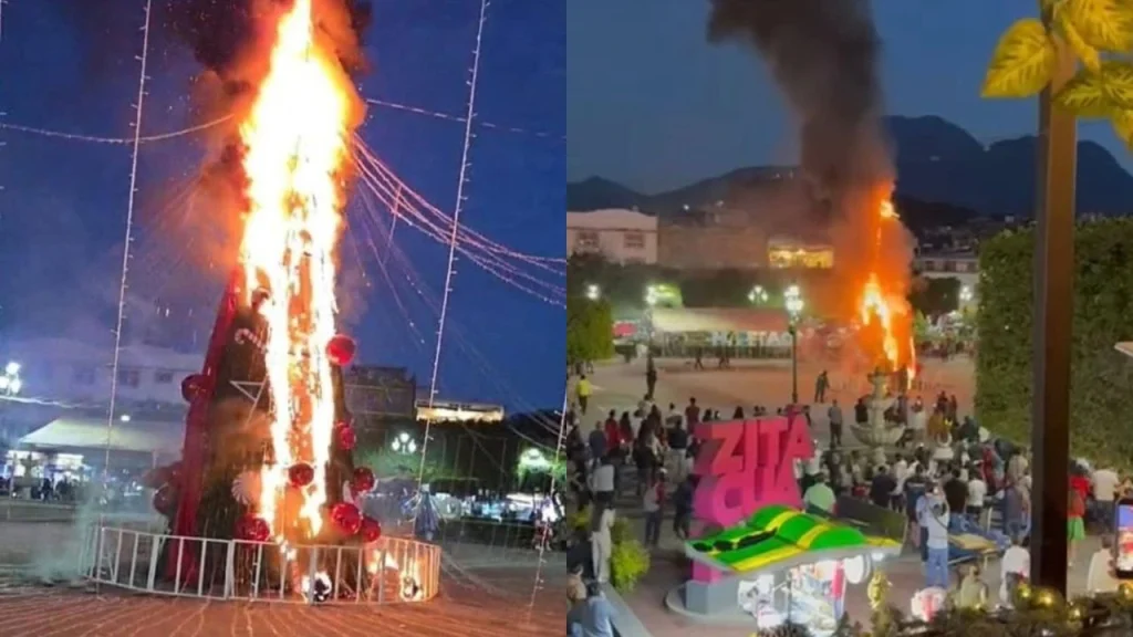 VIDEO: Queman árbol de Navidad durante protesta por muerte de joven