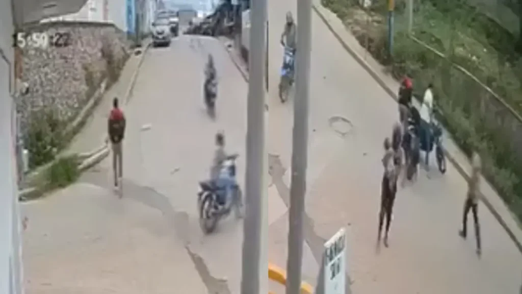 Bebé llora desconsolado tras choque de motos que lo lanzó al pavimento en Yoro